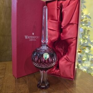 SOLD VTG Waterford Crystal Clarendon Cased Ruby Christmas Tree Topper With Box